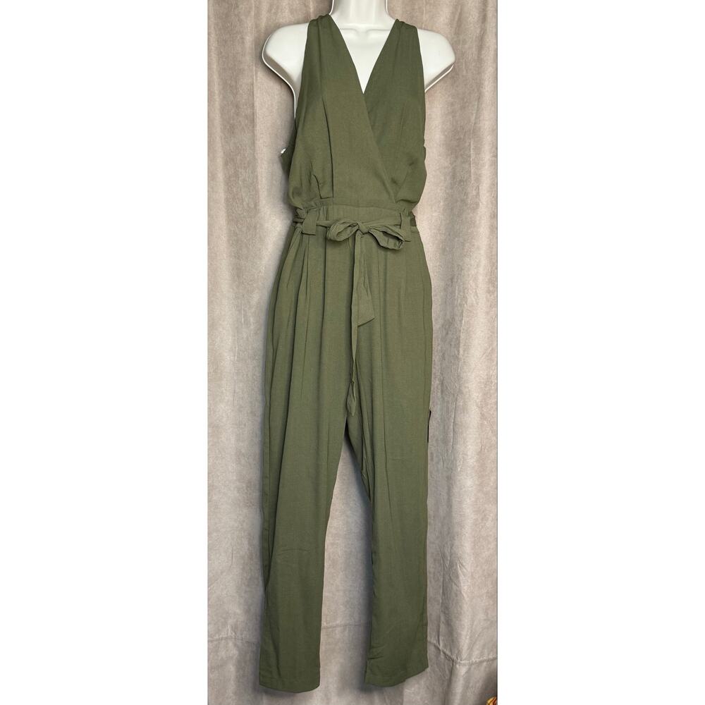 Lulu’s In The City Olive Surplice Sleeveless Jumpsuit M NWT - Picture 5 of 11